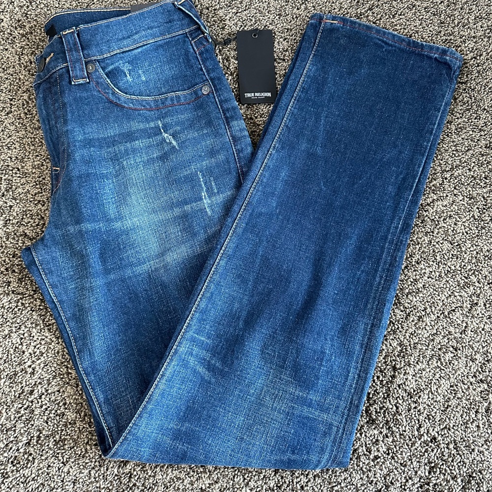 NWT True Religion Men's Ricky Straight Leg Jean, Dark Wash Size 33